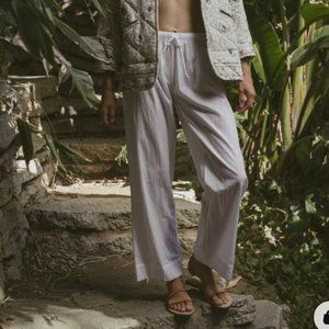 NWT Natalie Martin Jamie Pant in Flat Cotton White SZ M